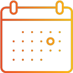 An icon of a calendar with an orange to yellow gradient.